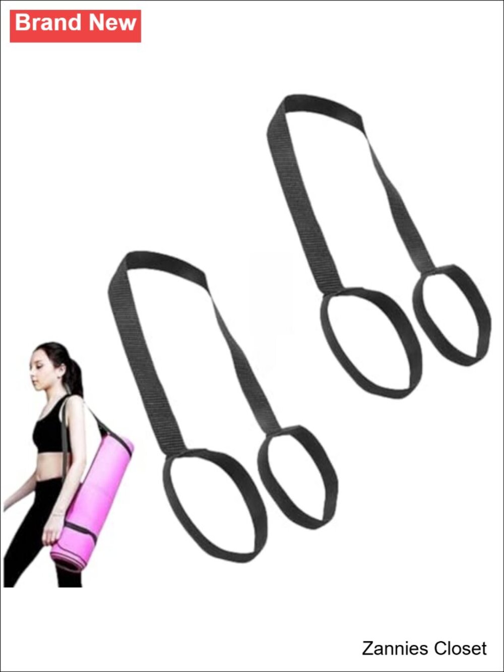 ✨ 2Pcs Elastic Yoga Mat Carrying Straps Adjustable Hands-Free Fitness